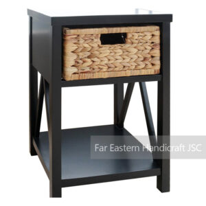 Wooden Cabinet with Wicker Basket