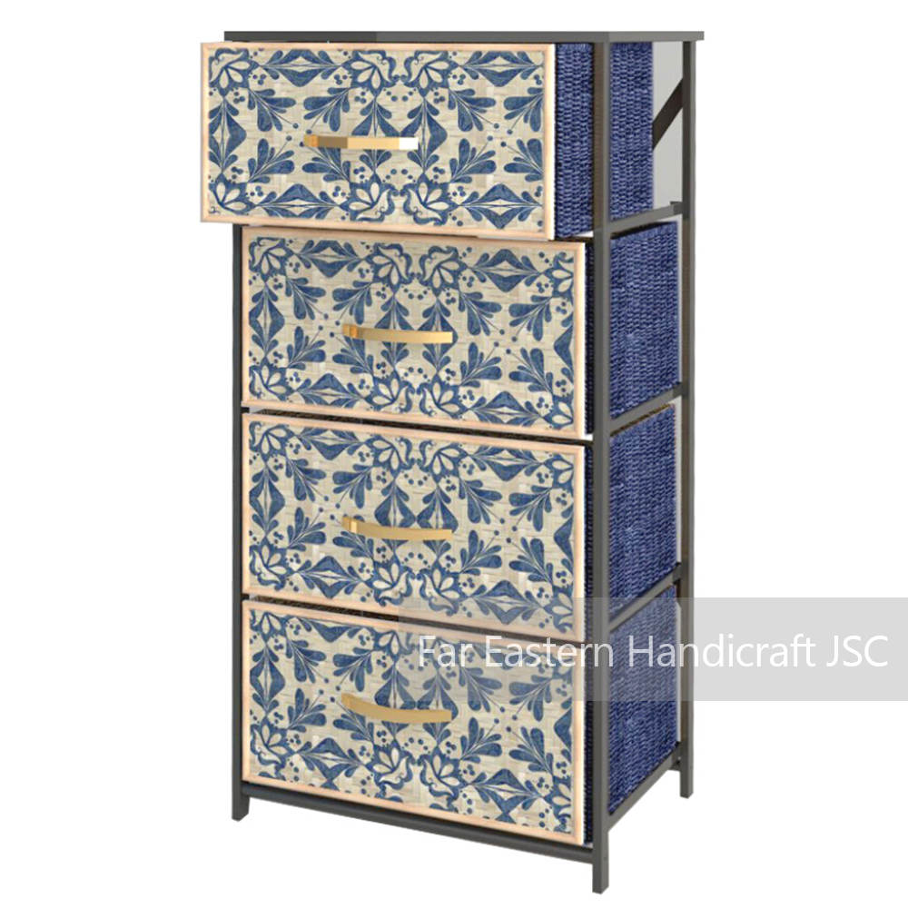 Mother of Pearl Cabinet w Wicker Basket 2